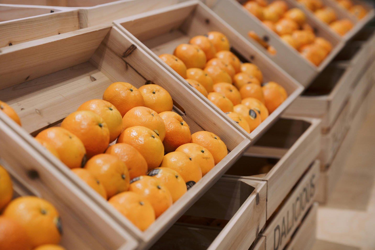 Fresh fruit crates ready for export